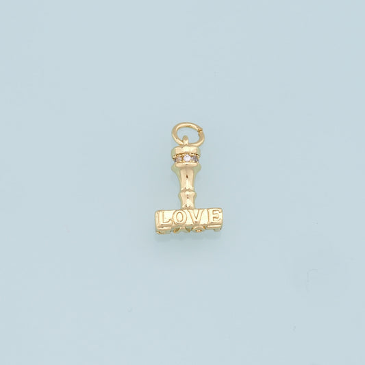 Gold Hammer Charms,18K Gold Filled Love Pendant,CZ Love Charm Bracelet Necklace for DIY Jewelry Making Supply