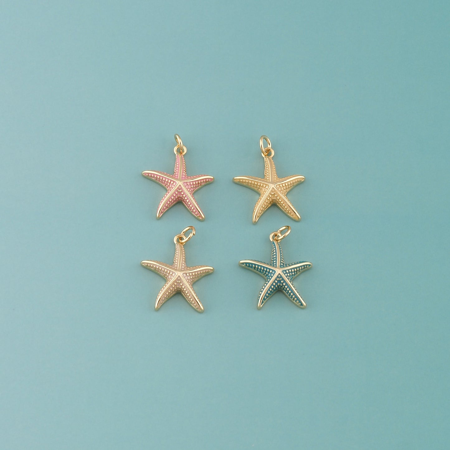 Gold Starfish Charms,18K Gold Filled Sea Star Pendant,Enamel Starfish Charm Bracelet Necklace for DIY Jewelry Making Supply