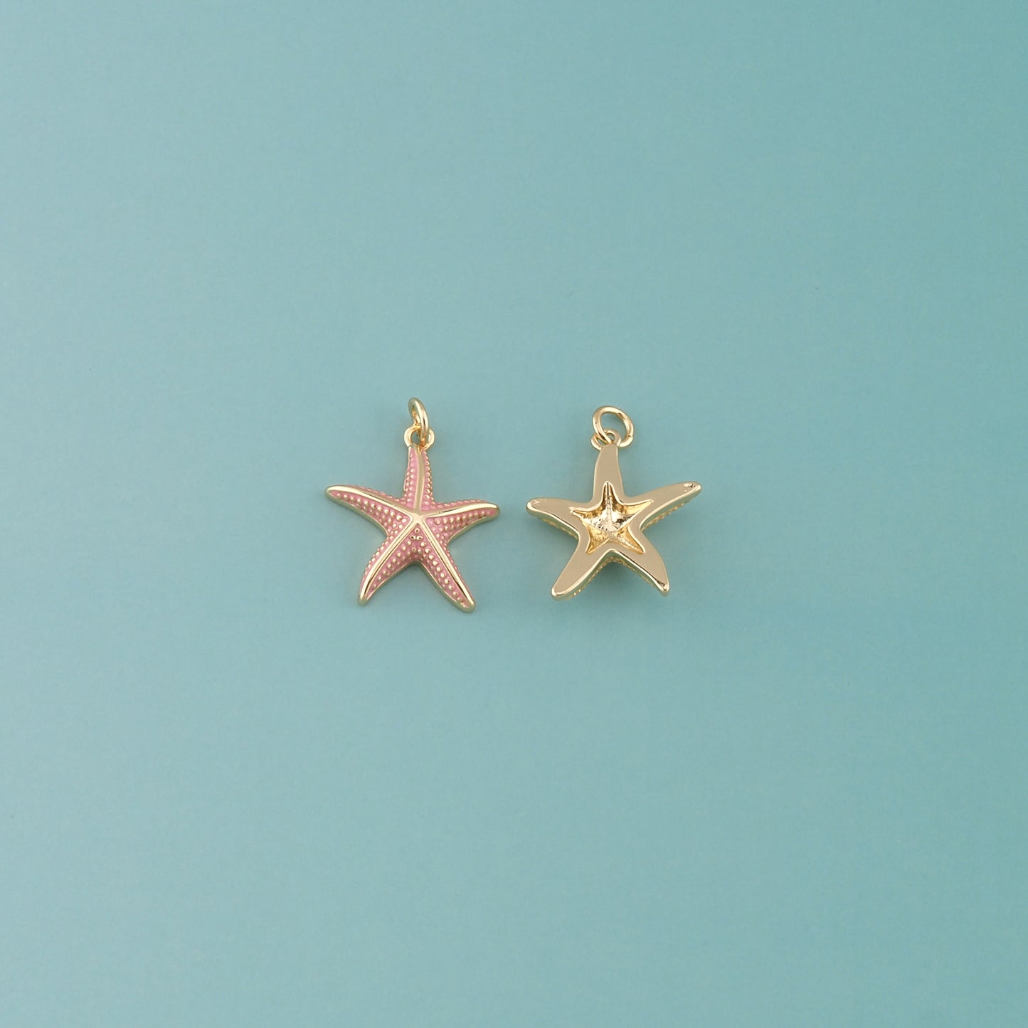 Gold Starfish Charms,18K Gold Filled Sea Star Pendant,Enamel Starfish Charm Bracelet Necklace for DIY Jewelry Making Supply