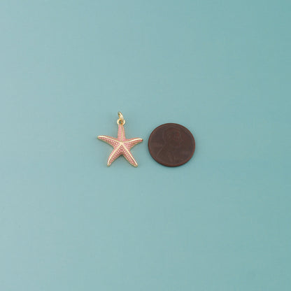 Gold Starfish Charms,18K Gold Filled Sea Star Pendant,Enamel Starfish Charm Bracelet Necklace for DIY Jewelry Making Supply