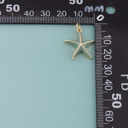Gold Starfish Charms,18K Gold Filled Sea Star Pendant,Enamel Starfish Charm Bracelet Necklace for DIY Jewelry Making Supply