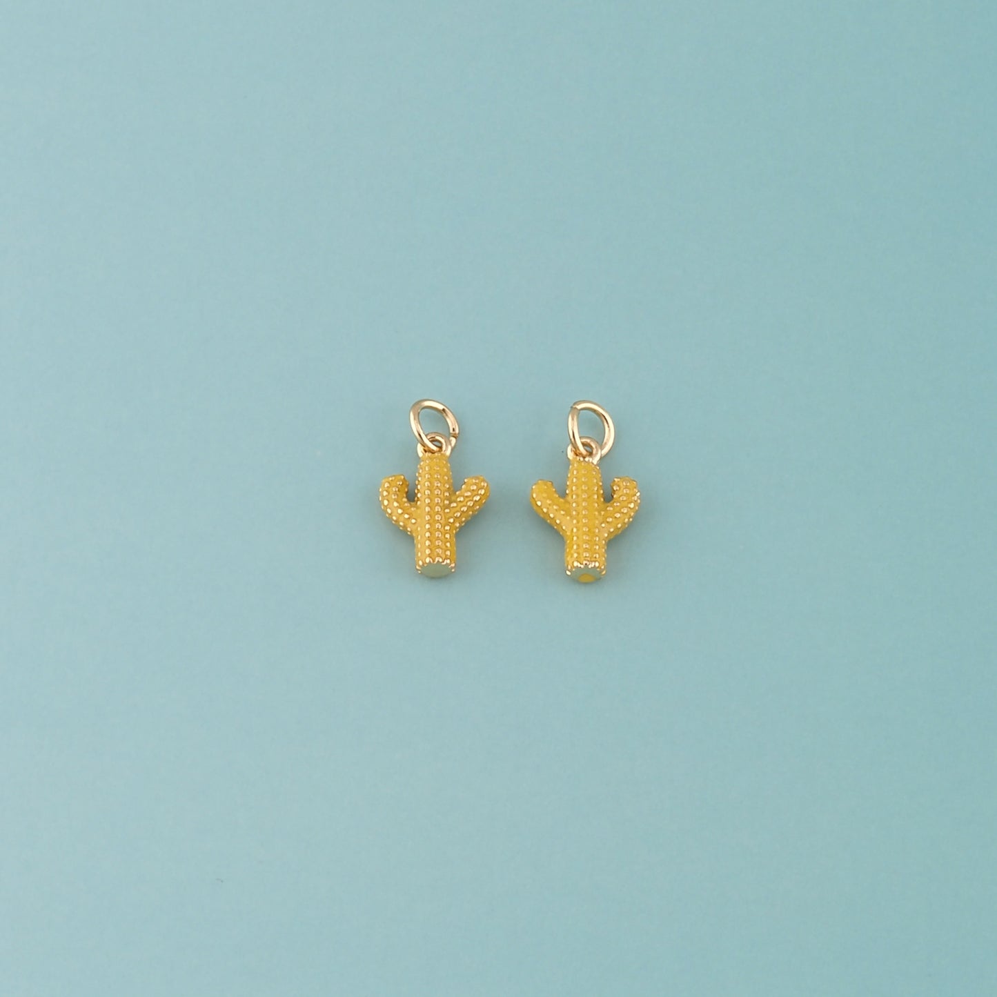 Gold Cactus Charms,18K Gold Filled Cactus Pendant,Enamel Desert Charm Bracelet Necklace for DIY Jewelry Making Supply