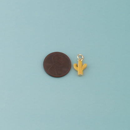 Gold Cactus Charms,18K Gold Filled Cactus Pendant,Enamel Desert Charm Bracelet Necklace for DIY Jewelry Making Supply