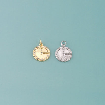Gold Time Charms,18K Gold Filled Clock Pendant,CZ Micro Pave Clock Charm Bracelet Necklace for DIY Jewelry Making Supply