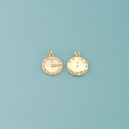Gold Time Charms,18K Gold Filled Clock Pendant,CZ Micro Pave Clock Charm Bracelet Necklace for DIY Jewelry Making Supply
