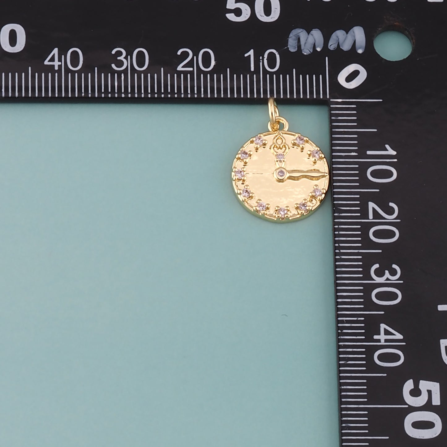 Gold Time Charms,18K Gold Filled Clock Pendant,CZ Micro Pave Clock Charm Bracelet Necklace for DIY Jewelry Making Supply