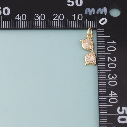 18K Gold Filled Glasses Pendant,CZ Micro Pave Sunglasses Charm Bracelet Necklace for DIY Jewelry Making Supply