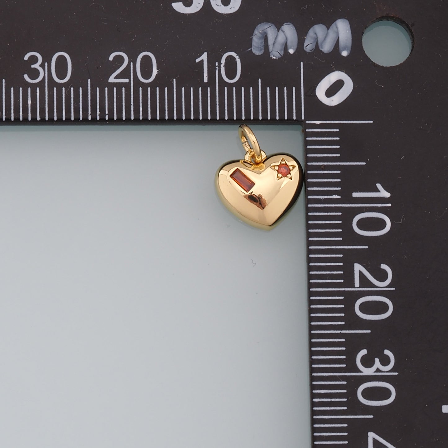 Gold Star Charms,18K Gold Filled Heart Pendant,CZ Heart Charm Bracelet Necklace for DIY Jewelry Making Supply