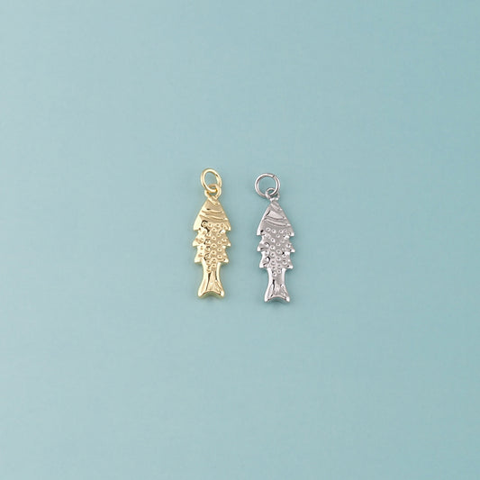 Gold Fish Charms,18K Gold Filled Fish Pendant,Cute Fish Charm Bracelet Necklace for DIY Jewelry Making Supply