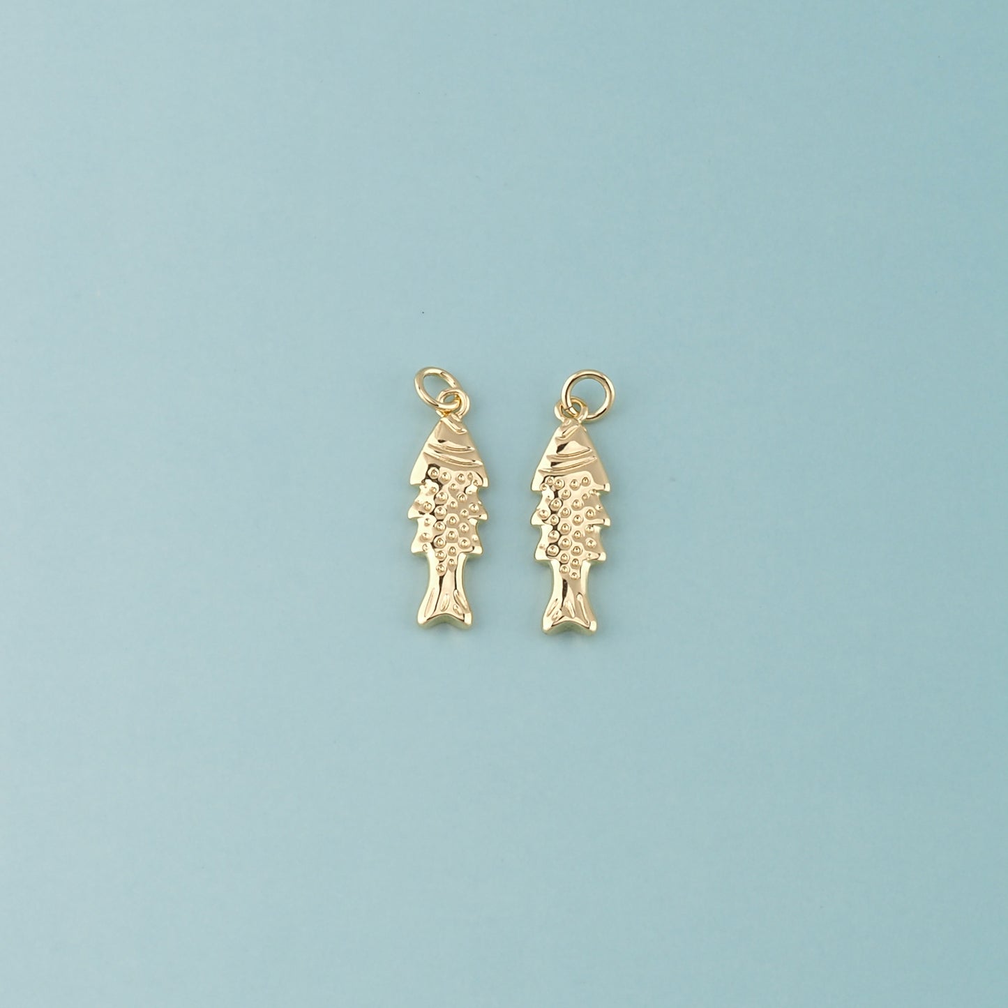 Gold Fish Charms,18K Gold Filled Fish Pendant,Cute Fish Charm Bracelet Necklace for DIY Jewelry Making Supply
