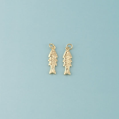 Gold Fish Charms,18K Gold Filled Fish Pendant,Cute Fish Charm Bracelet Necklace for DIY Jewelry Making Supply