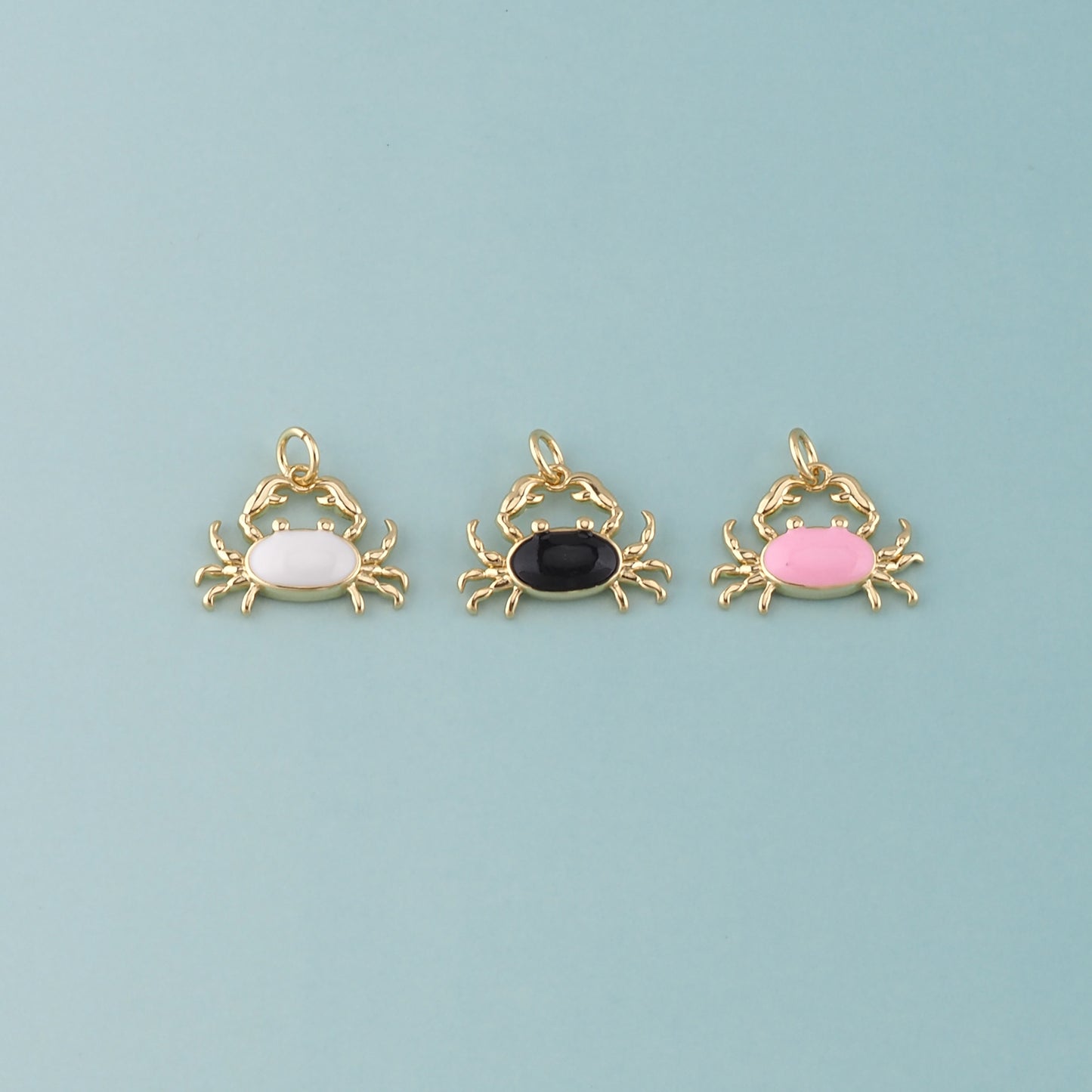 Gold Marine Life Charms,18K Gold Filled Crab Pendant,Enamel Crab Charms Bracelet Necklace for DIY Jewelry Making Supply