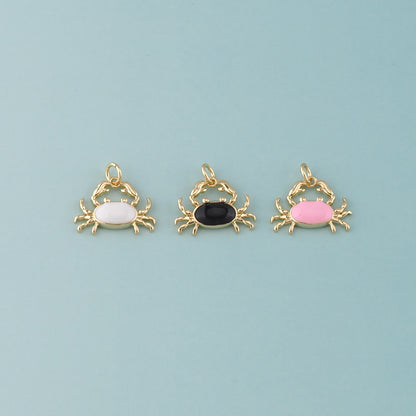 Gold Marine Life Charms,18K Gold Filled Crab Pendant,Enamel Crab Charms Bracelet Necklace for DIY Jewelry Making Supply