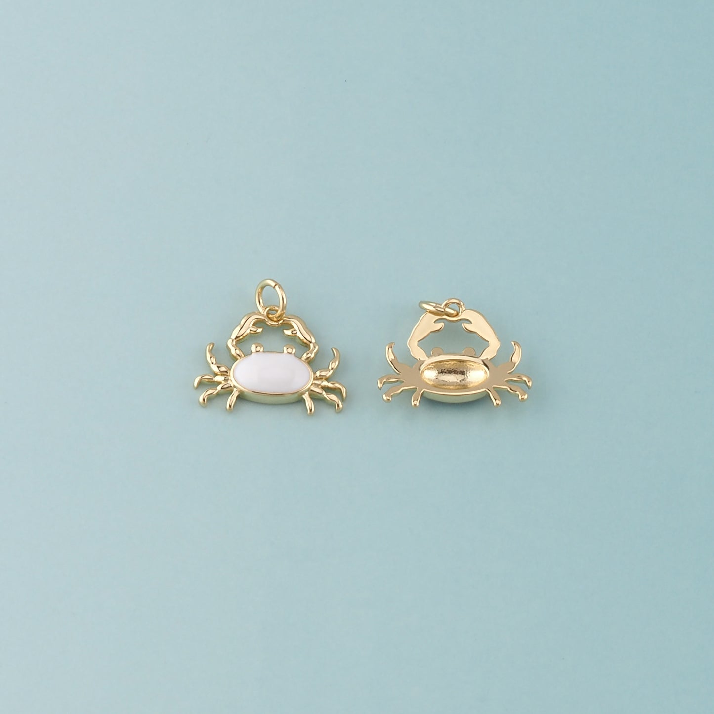 Gold Marine Life Charms,18K Gold Filled Crab Pendant,Enamel Crab Charms Bracelet Necklace for DIY Jewelry Making Supply
