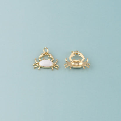 Gold Marine Life Charms,18K Gold Filled Crab Pendant,Enamel Crab Charms Bracelet Necklace for DIY Jewelry Making Supply