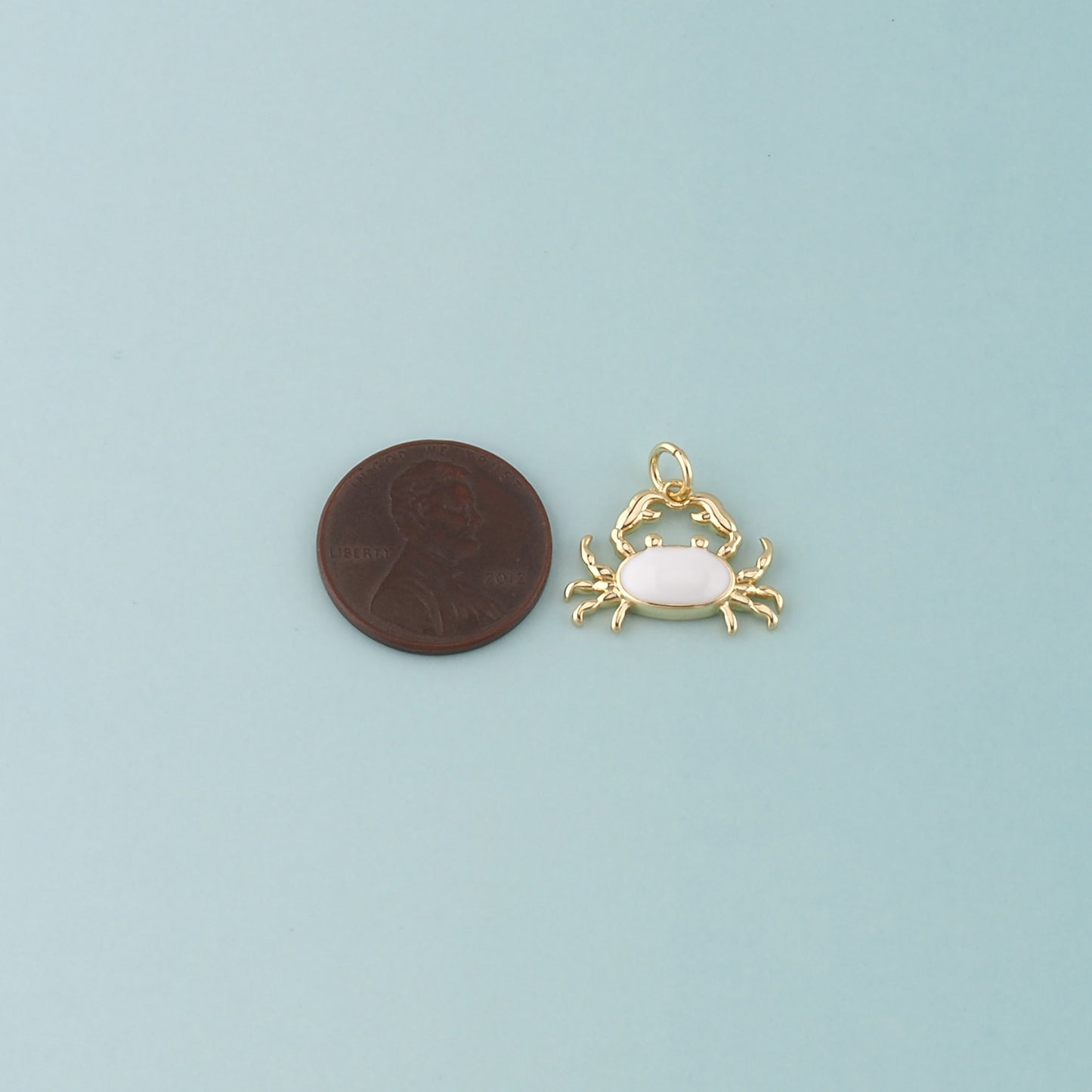 Gold Marine Life Charms,18K Gold Filled Crab Pendant,Enamel Crab Charms Bracelet Necklace for DIY Jewelry Making Supply