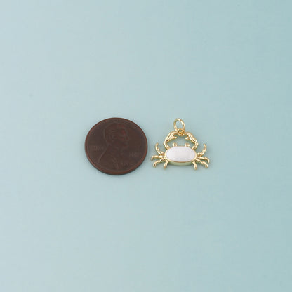 Gold Marine Life Charms,18K Gold Filled Crab Pendant,Enamel Crab Charms Bracelet Necklace for DIY Jewelry Making Supply