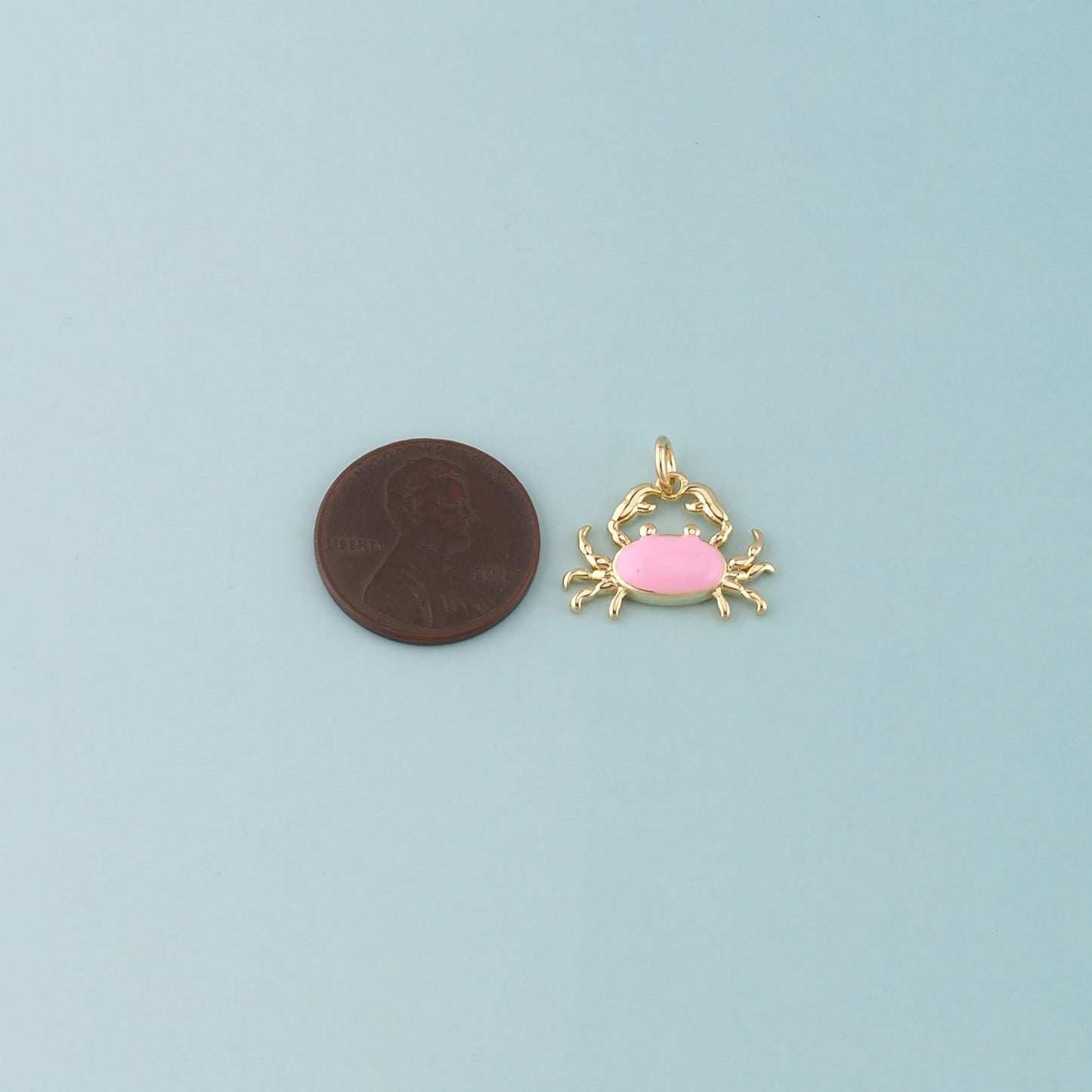 Gold Marine Life Charms,18K Gold Filled Crab Pendant,Enamel Crab Charms Bracelet Necklace for DIY Jewelry Making Supply