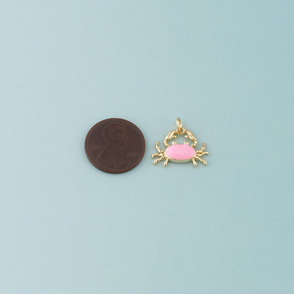 Gold Marine Life Charms,18K Gold Filled Crab Pendant,Enamel Crab Charms Bracelet Necklace for DIY Jewelry Making Supply