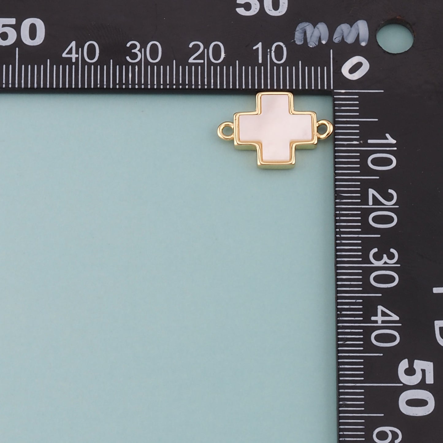 Gold Cross Connector,18K Gold Filled Shell Cross Pendant,Religion Charm Bracelet Necklace for DIY Jewelry Making Supply