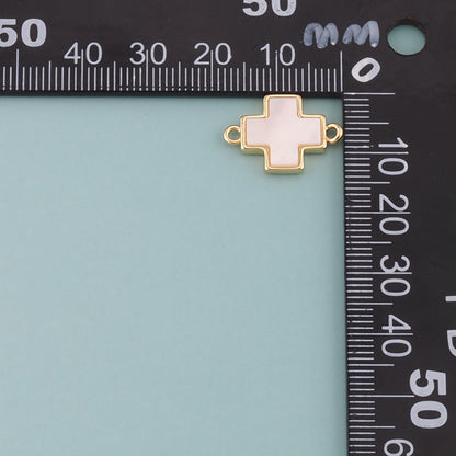 Gold Cross Connector,18K Gold Filled Shell Cross Pendant,Religion Charm Bracelet Necklace for DIY Jewelry Making Supply