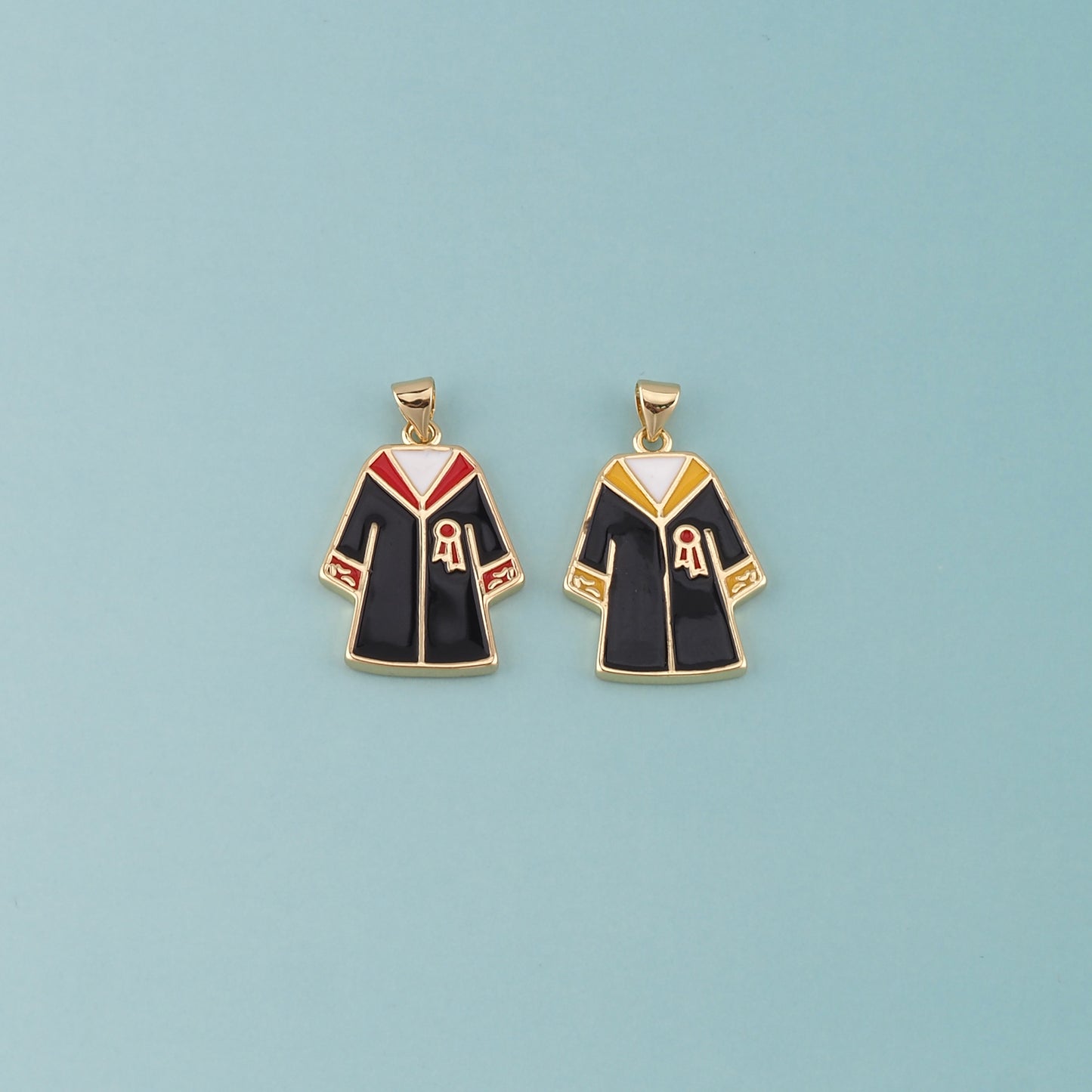 18K Gold Filled Bachelor Uniform Pendant,Enamel Graduation Charm Bracelet Necklace for DIY Jewelry Making Supply
