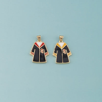 18K Gold Filled Bachelor Uniform Pendant,Enamel Graduation Charm Bracelet Necklace for DIY Jewelry Making Supply