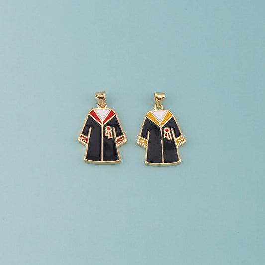 18K Gold Filled Bachelor Uniform Pendant,Enamel Graduation Charm Bracelet Necklace for DIY Jewelry Making Supply
