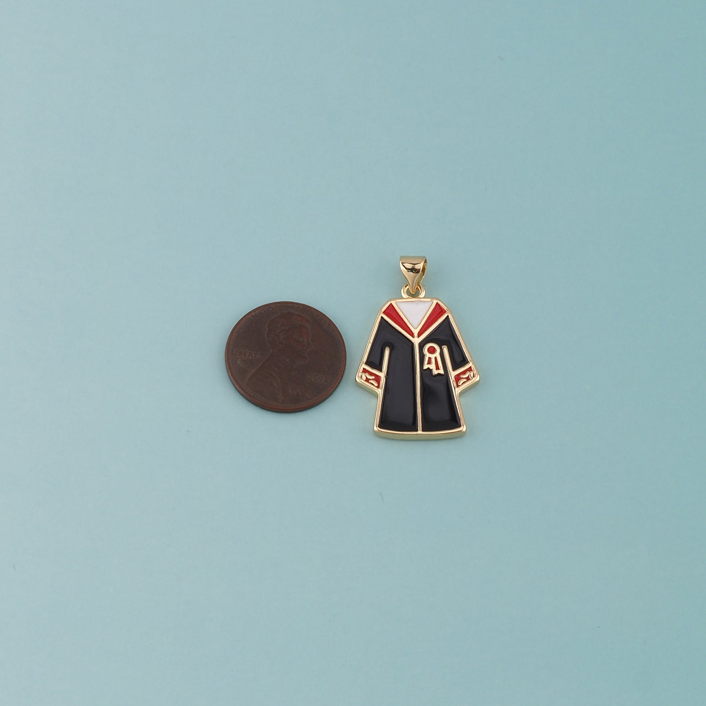 18K Gold Filled Bachelor Uniform Pendant,Enamel Graduation Charm Bracelet Necklace for DIY Jewelry Making Supply