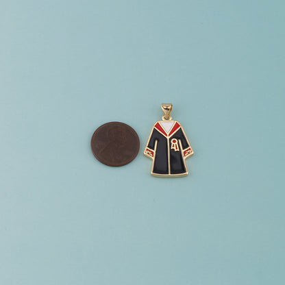 18K Gold Filled Bachelor Uniform Pendant,Enamel Graduation Charm Bracelet Necklace for DIY Jewelry Making Supply