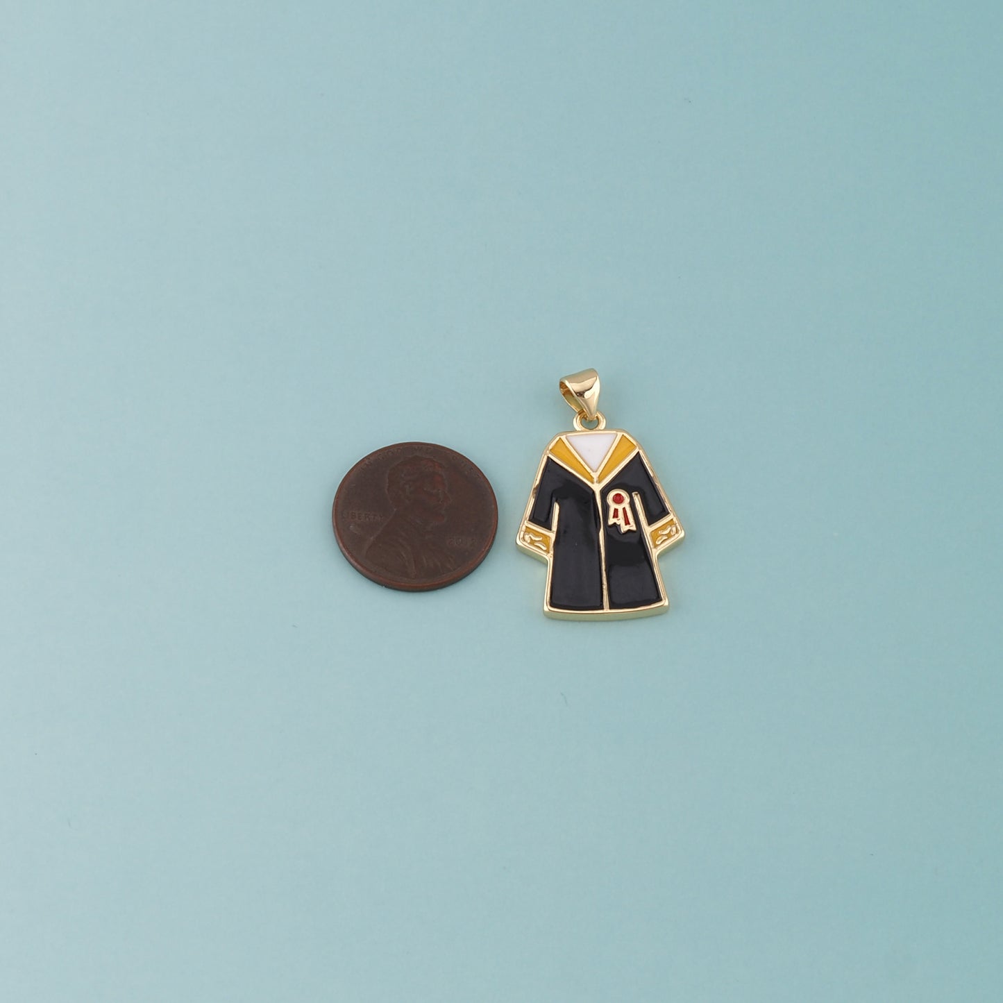 18K Gold Filled Bachelor Uniform Pendant,Enamel Graduation Charm Bracelet Necklace for DIY Jewelry Making Supply