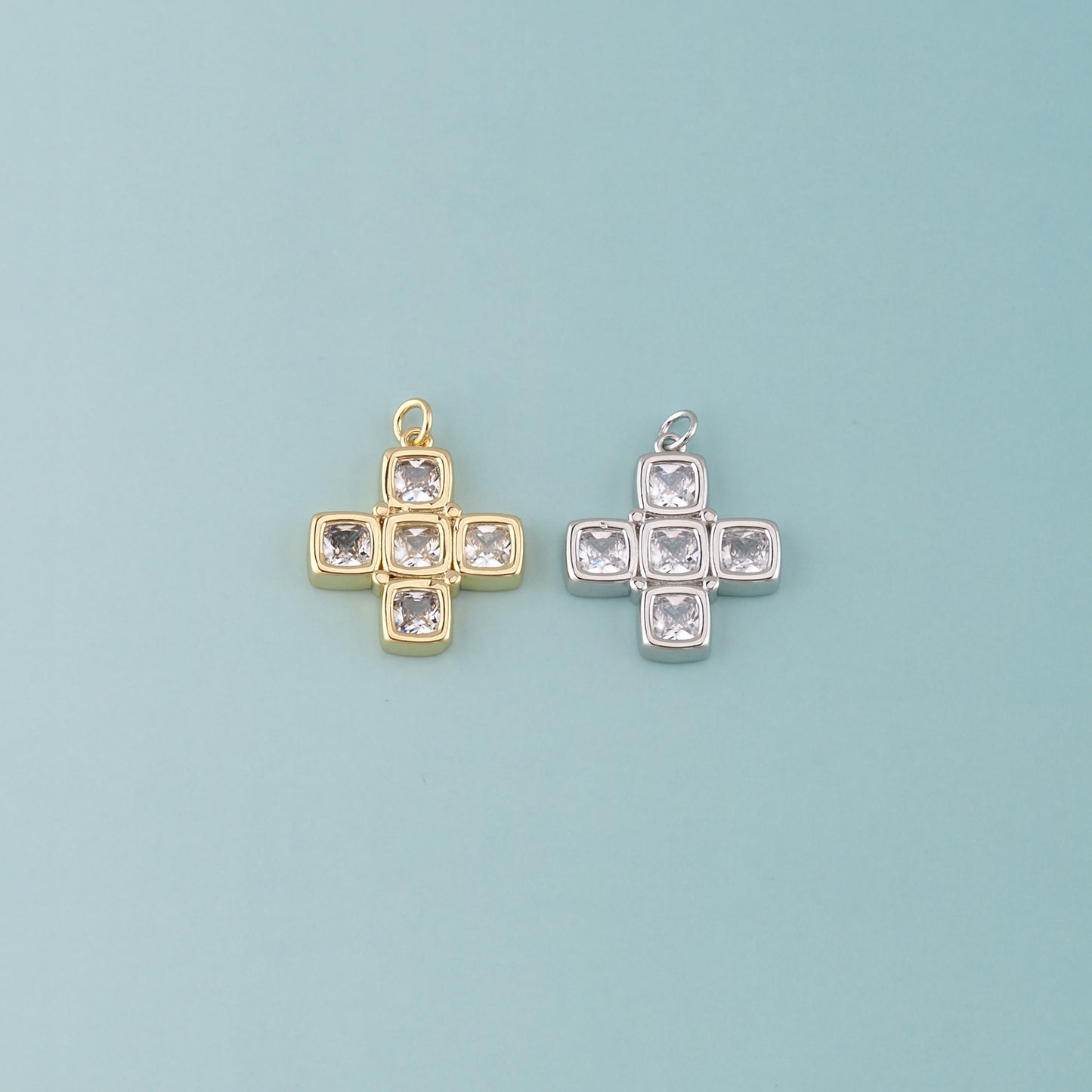 Gold Cross Charms,18K Gold Filled Cross Pendant,Religion Charm Bracelet Necklace for DIY Jewelry Making Supply