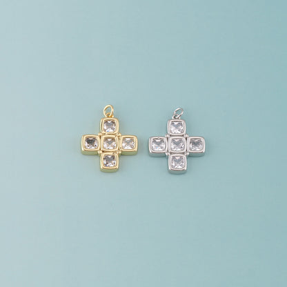 Gold Cross Charms,18K Gold Filled Cross Pendant,Religion Charm Bracelet Necklace for DIY Jewelry Making Supply