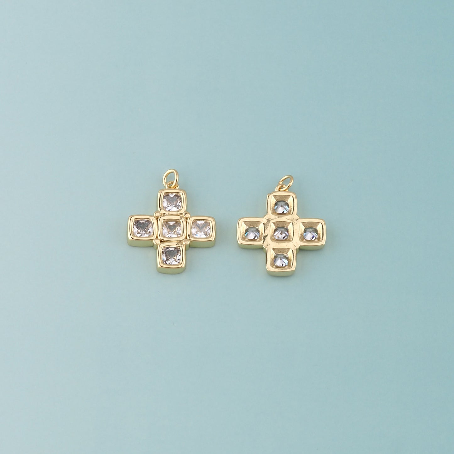 Gold Cross Charms,18K Gold Filled Cross Pendant,Religion Charm Bracelet Necklace for DIY Jewelry Making Supply