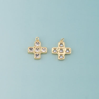 Gold Cross Charms,18K Gold Filled Cross Pendant,Religion Charm Bracelet Necklace for DIY Jewelry Making Supply