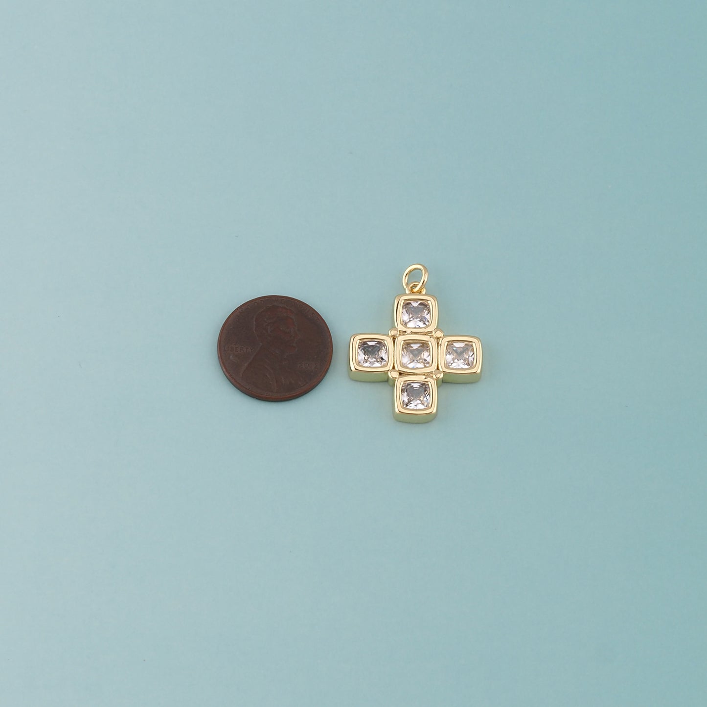 Gold Cross Charms,18K Gold Filled Cross Pendant,Religion Charm Bracelet Necklace for DIY Jewelry Making Supply