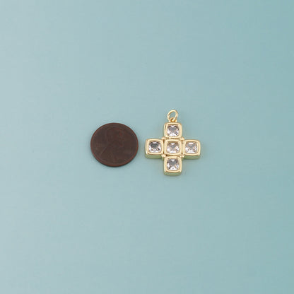 Gold Cross Charms,18K Gold Filled Cross Pendant,Religion Charm Bracelet Necklace for DIY Jewelry Making Supply