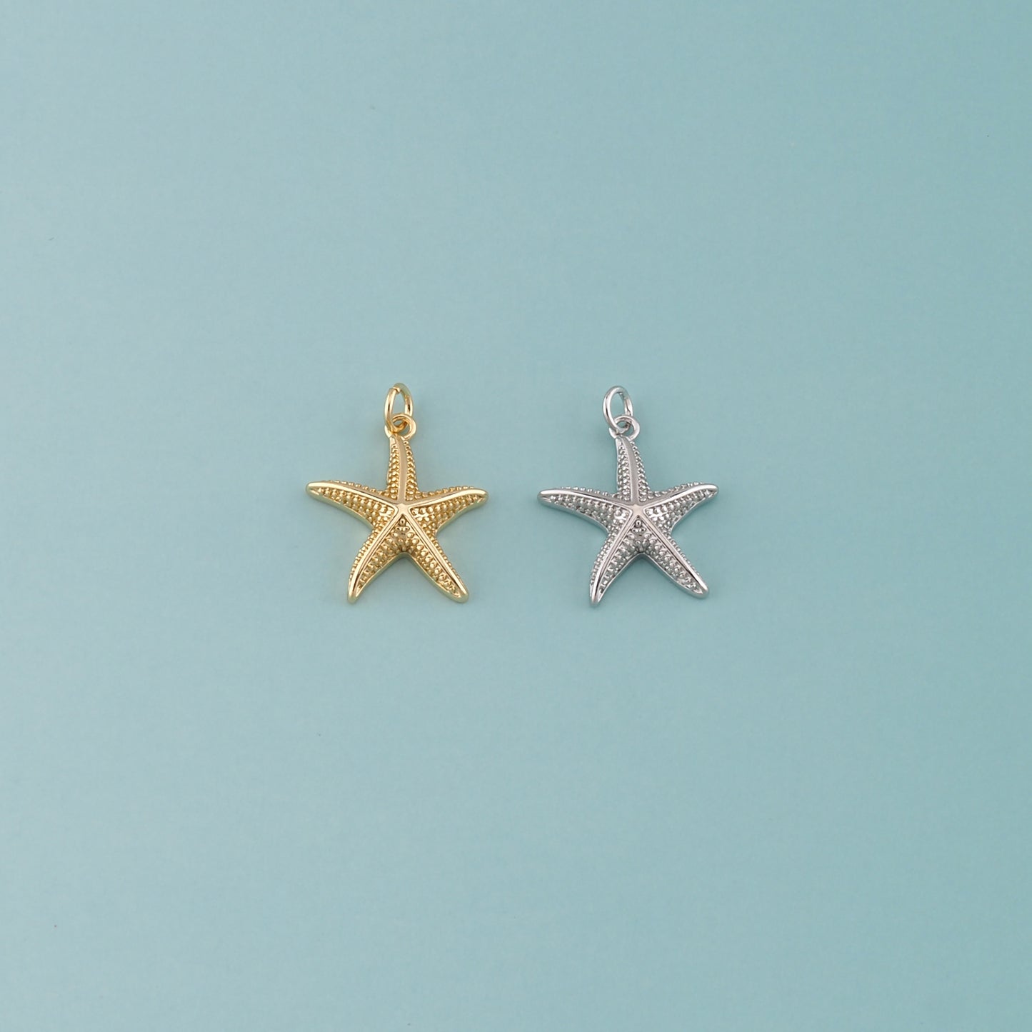 Gold Starfish Charms,18K Gold Filled Sea star Pendant,Starfish Charm Bracelet Necklace for DIY Jewelry Making Supply