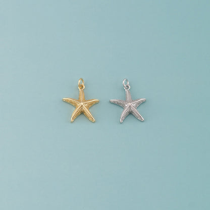 Gold Starfish Charms,18K Gold Filled Sea star Pendant,Starfish Charm Bracelet Necklace for DIY Jewelry Making Supply