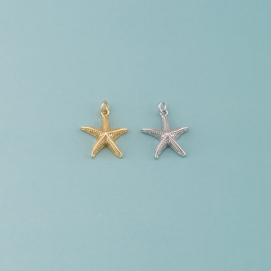 Gold Starfish Charms,18K Gold Filled Sea star Pendant,Starfish Charm Bracelet Necklace for DIY Jewelry Making Supply