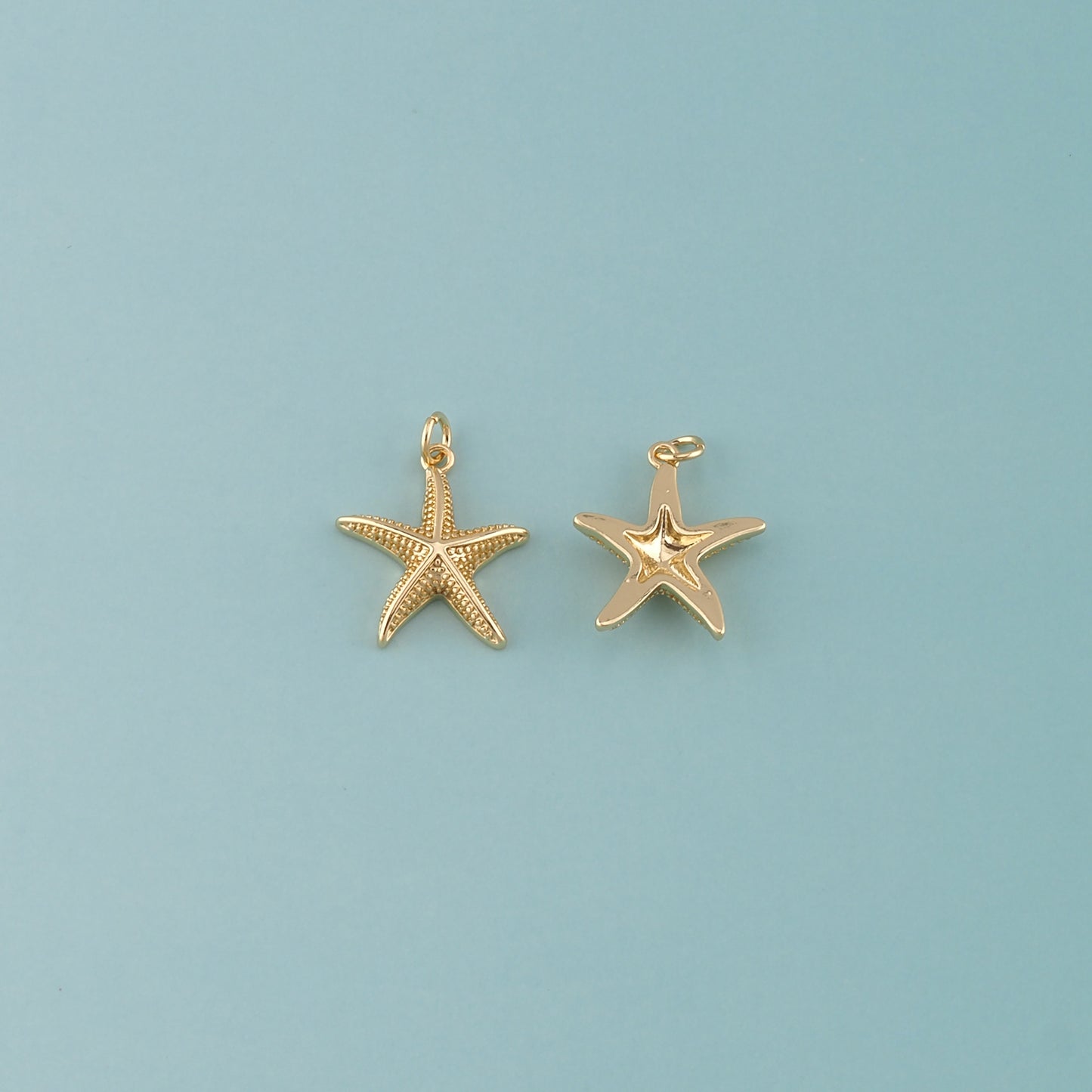 Gold Starfish Charms,18K Gold Filled Sea star Pendant,Starfish Charm Bracelet Necklace for DIY Jewelry Making Supply