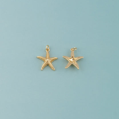 Gold Starfish Charms,18K Gold Filled Sea star Pendant,Starfish Charm Bracelet Necklace for DIY Jewelry Making Supply