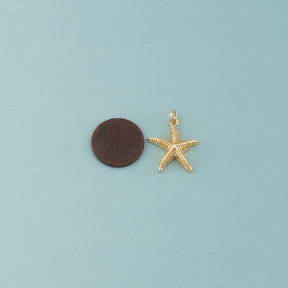 Gold Starfish Charms,18K Gold Filled Sea star Pendant,Starfish Charm Bracelet Necklace for DIY Jewelry Making Supply