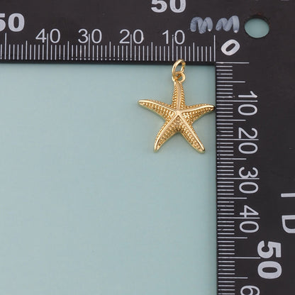 Gold Starfish Charms,18K Gold Filled Sea star Pendant,Starfish Charm Bracelet Necklace for DIY Jewelry Making Supply
