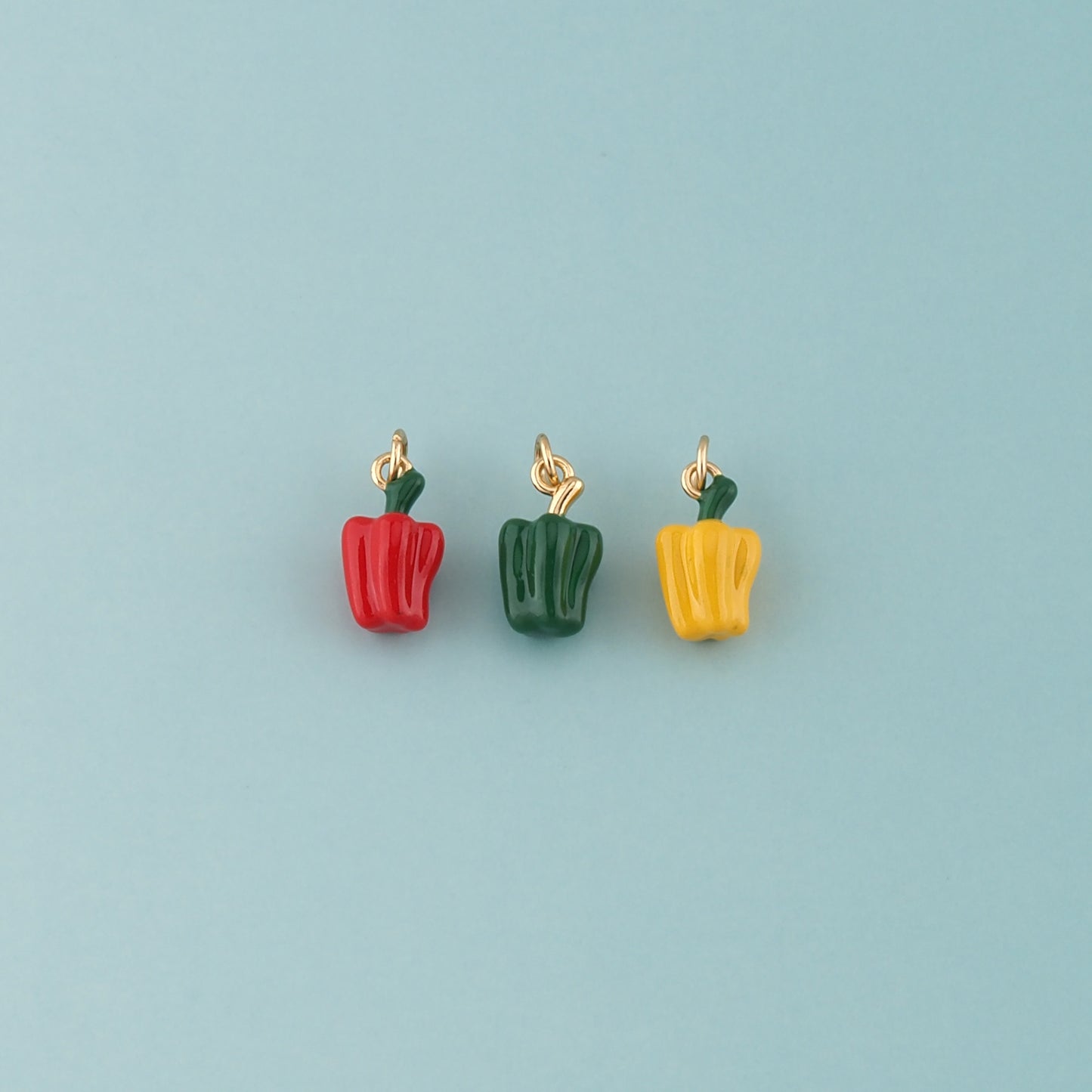 Gold Bell Pepper Charms,18K Gold Filled Enamel Bell Pepper Pendant,Kawaii Charm Bracelet Necklace for DIY Jewelry Making Supply