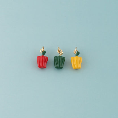 Gold Bell Pepper Charms,18K Gold Filled Enamel Bell Pepper Pendant,Kawaii Charm Bracelet Necklace for DIY Jewelry Making Supply