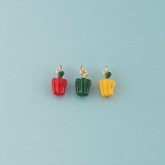 Gold Bell Pepper Charms,18K Gold Filled Enamel Bell Pepper Pendant,Kawaii Charm Bracelet Necklace for DIY Jewelry Making Supply
