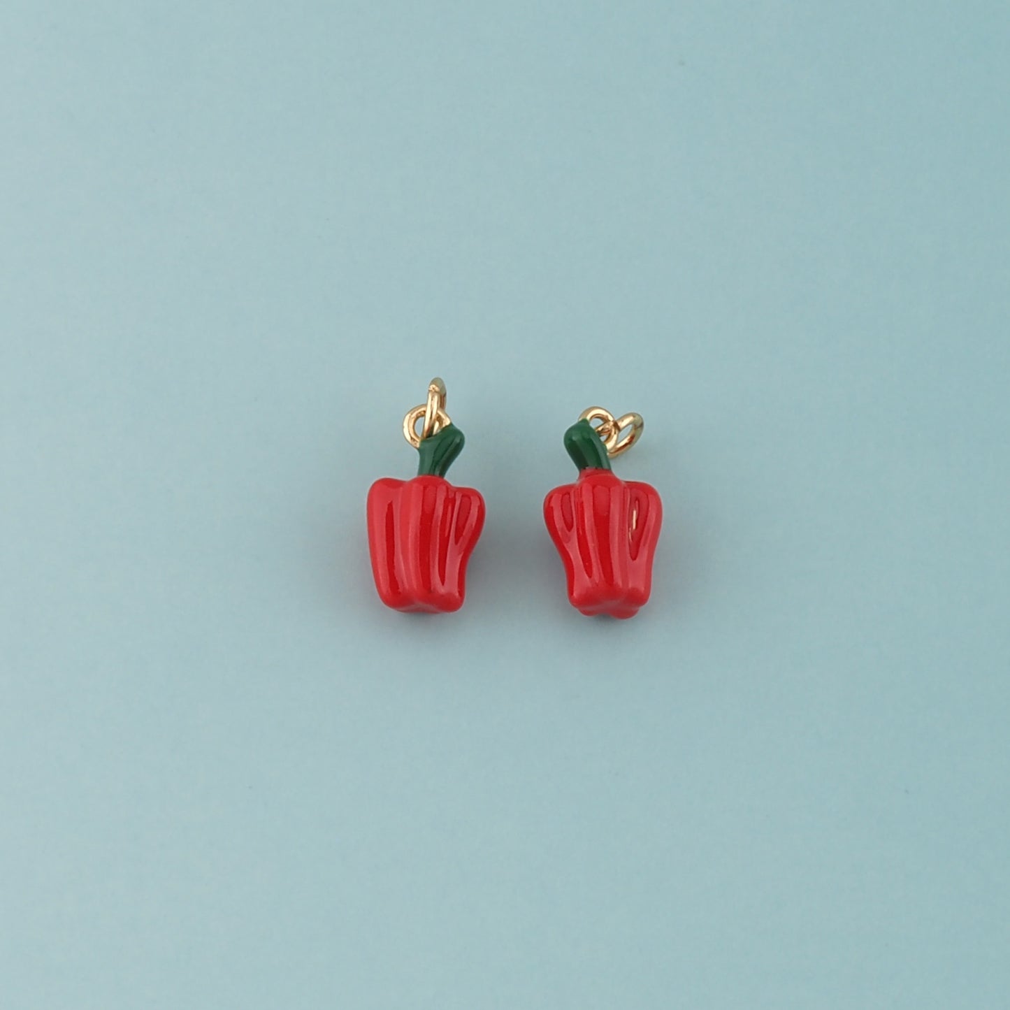 Gold Bell Pepper Charms,18K Gold Filled Enamel Bell Pepper Pendant,Kawaii Charm Bracelet Necklace for DIY Jewelry Making Supply
