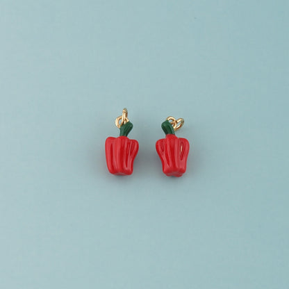 Gold Bell Pepper Charms,18K Gold Filled Enamel Bell Pepper Pendant,Kawaii Charm Bracelet Necklace for DIY Jewelry Making Supply