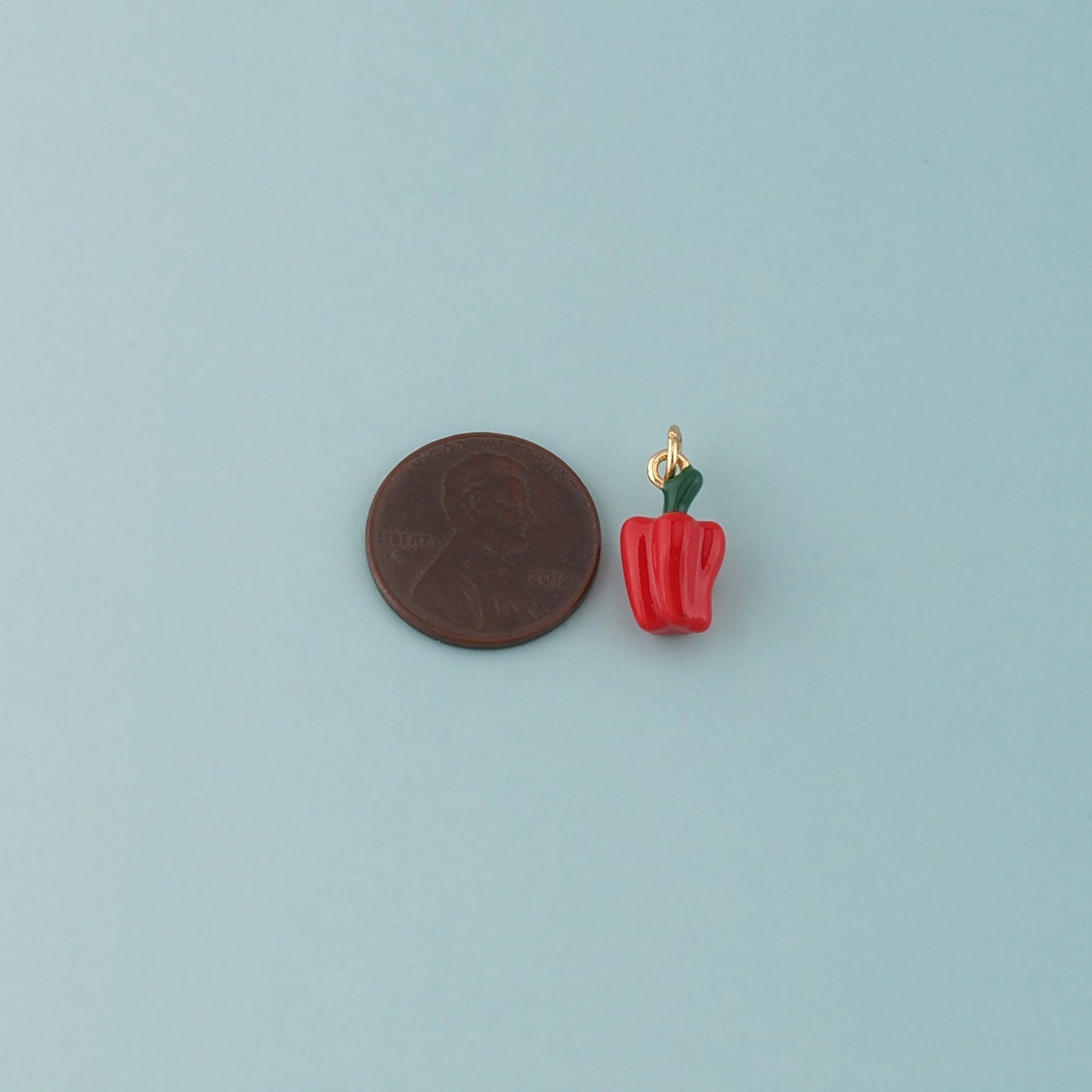 Gold Bell Pepper Charms,18K Gold Filled Enamel Bell Pepper Pendant,Kawaii Charm Bracelet Necklace for DIY Jewelry Making Supply
